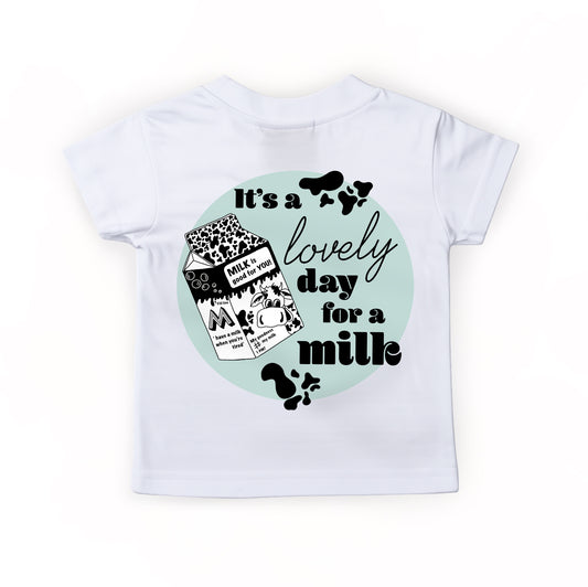 Mint ‘It’s a lovely day for a milk’ Kids T-shirt