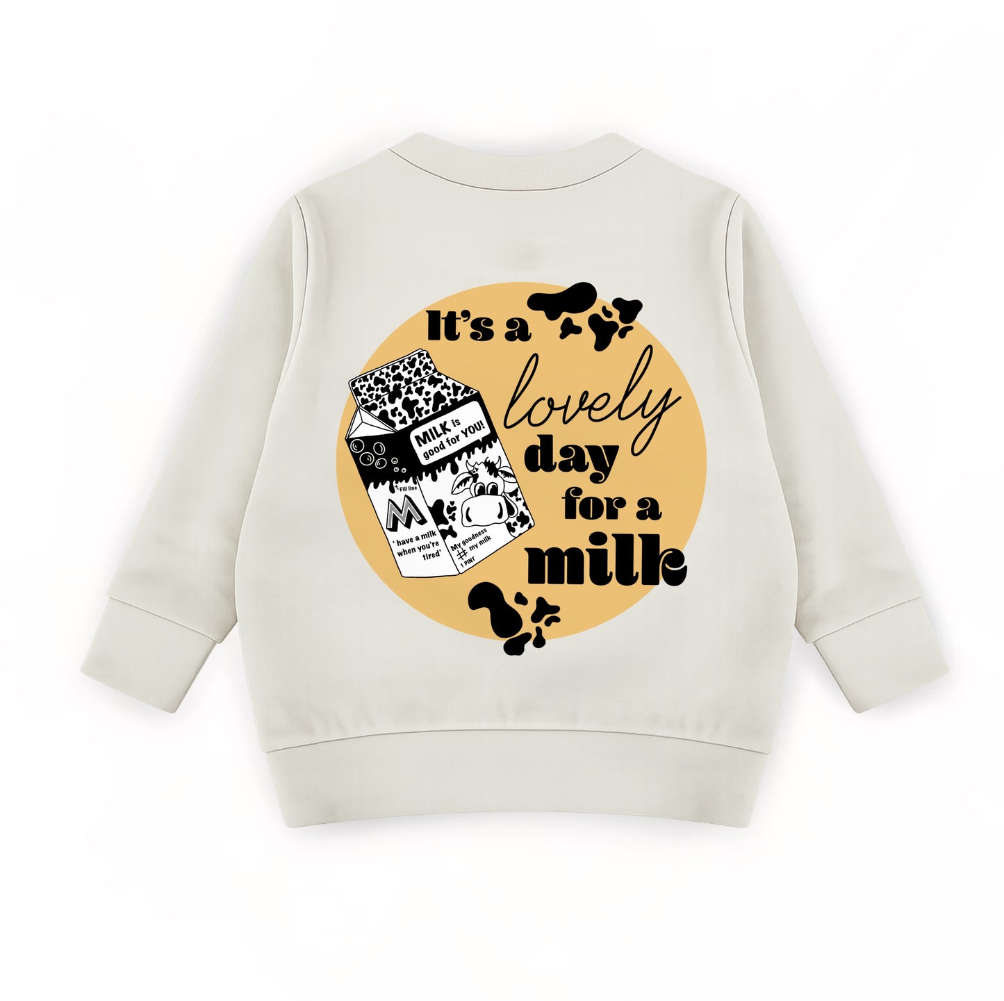 Cream & Yellow ‘Lovely day for a milk’ Kids Sweatshirt
